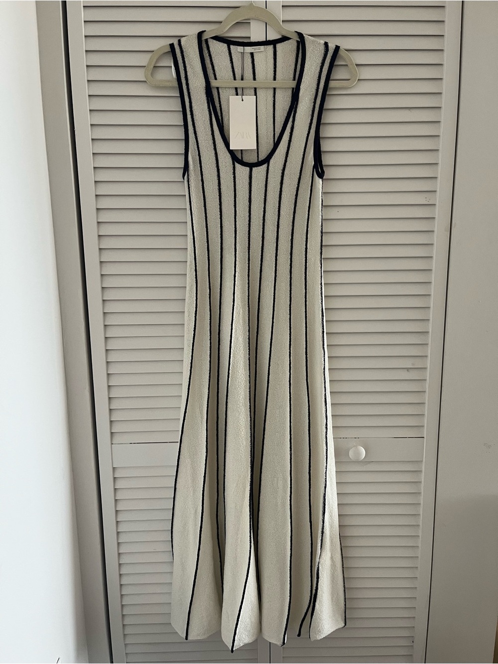 ZARA Stripe Long Dress White Black Size M NWT - Picture 6 of 6